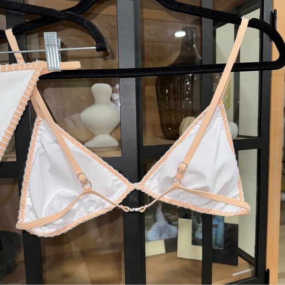 Cupshe bikini set triangle ribbed lace contrast trim lowrise bridal - Picture 5 of 6